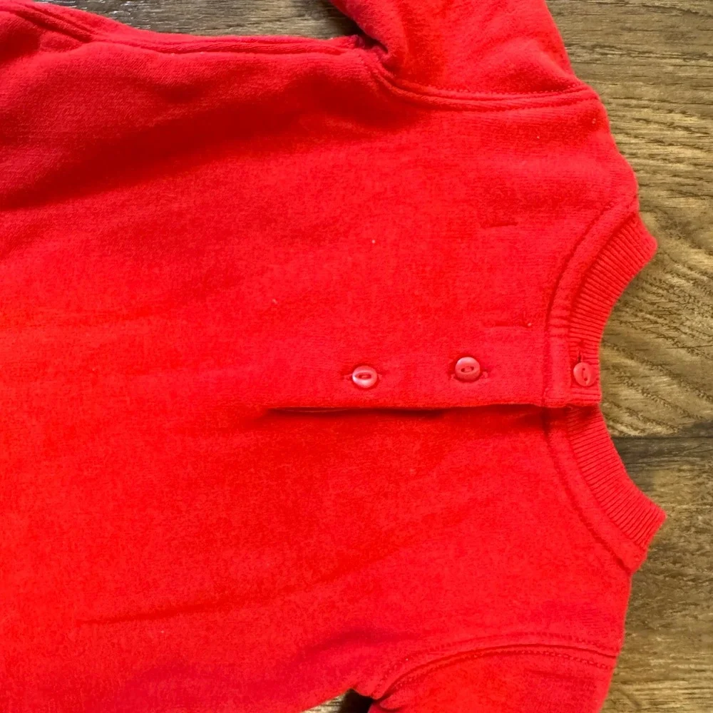 Ralph Lauren Polo Bear Fleece Dress Baby Girls 3 Months Red Ruffle Long Sleeved